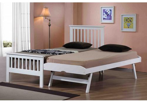 3ft single White finish guest bed frame with trundle bed underneath 1